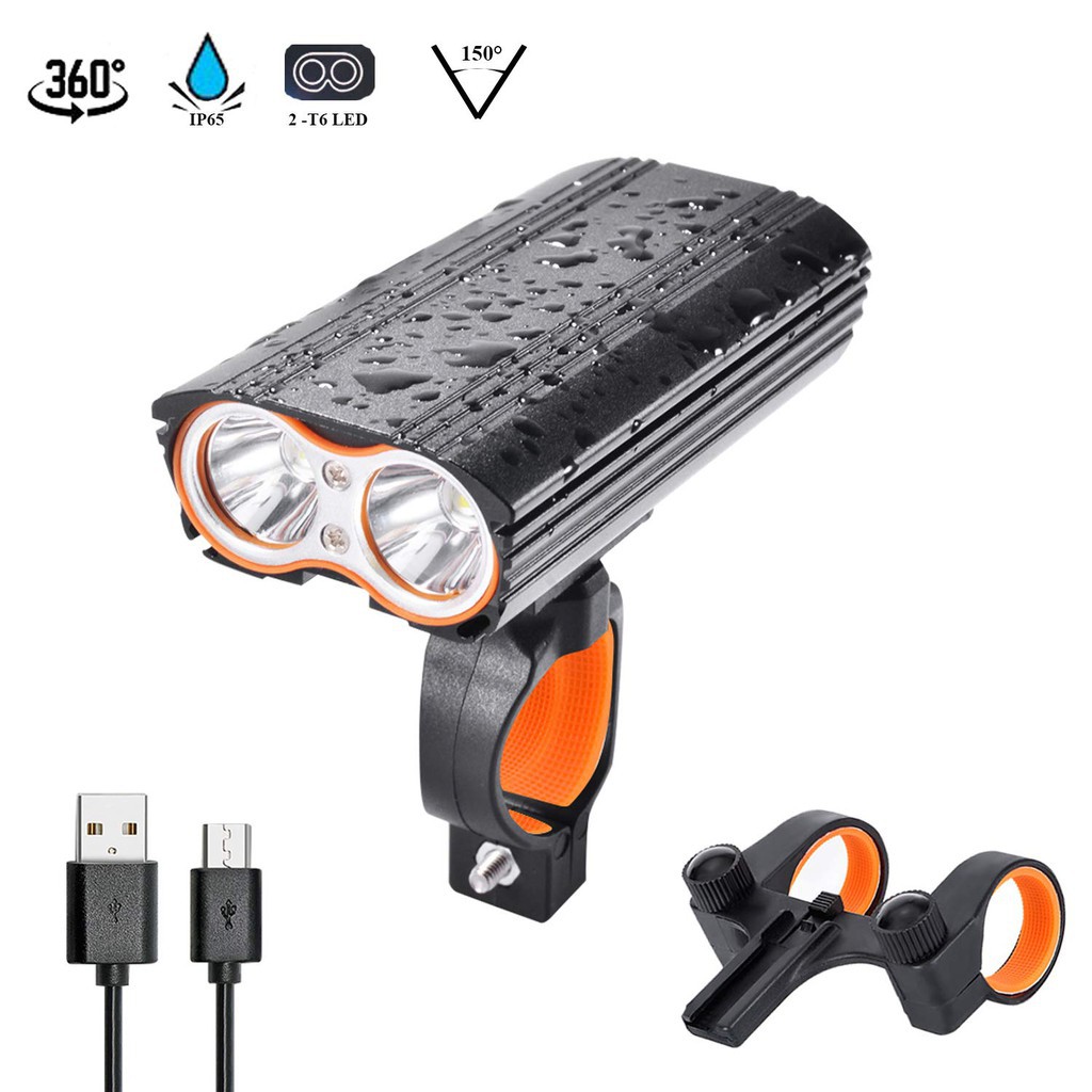 Lampu Depan Sepeda 4 Mode Super Terang Anti Air dengan U   SB