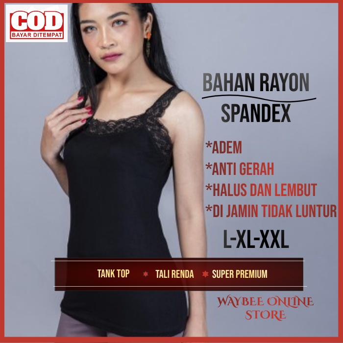 Waybee - Tanktop Tank Top Wanita Tali Renda U-Neck Termurah Kualitas Sorex-2