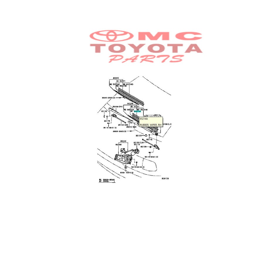 Karet Rubber Wiper Depan Kanan Toyota Previa 85214-28040