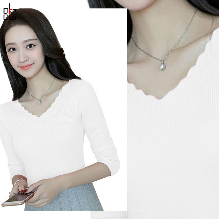 Sheshop - Yoshi Sweater Rajut Wanita / Sweater Wanita / Sweater Korea - Putih