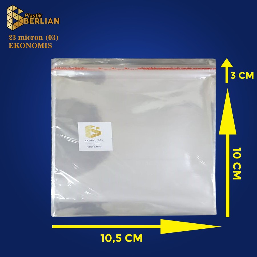 

10,5 x 10 cm Plastik OPP EKONOMIS 23micron (100 lbr) (lem/seal)