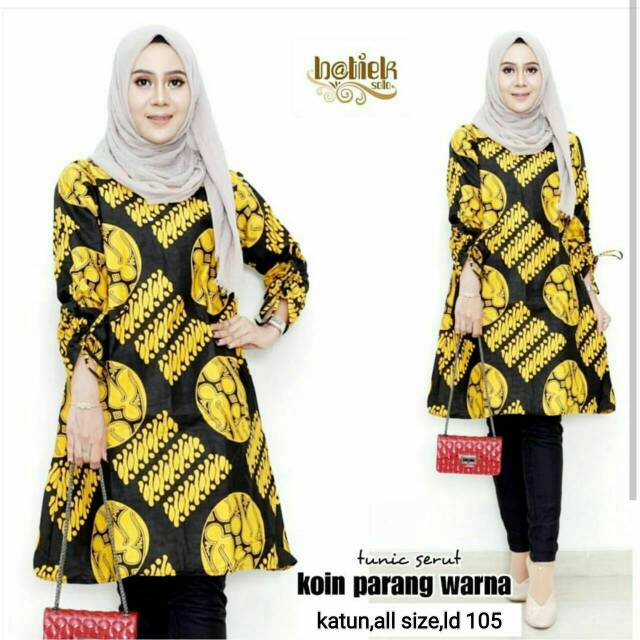 Tunik Lengan Serut Motif Bolo TUNIC NAVBOR YELBOR WHITBOR CREAMBOR TUNIK BATIK MODERN