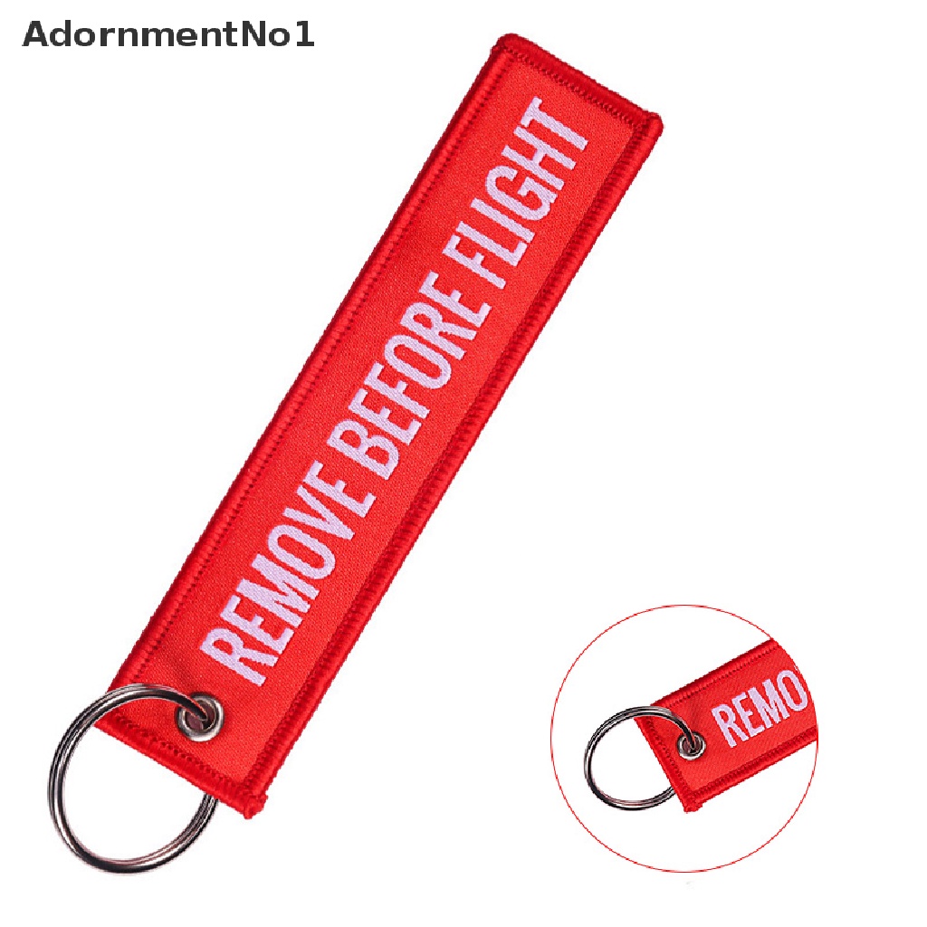 (AdornmentNo1) Gantungan Kunci Motif Tulisan Remove Before Flight Bahan Polyester Ukuran 13x3cm