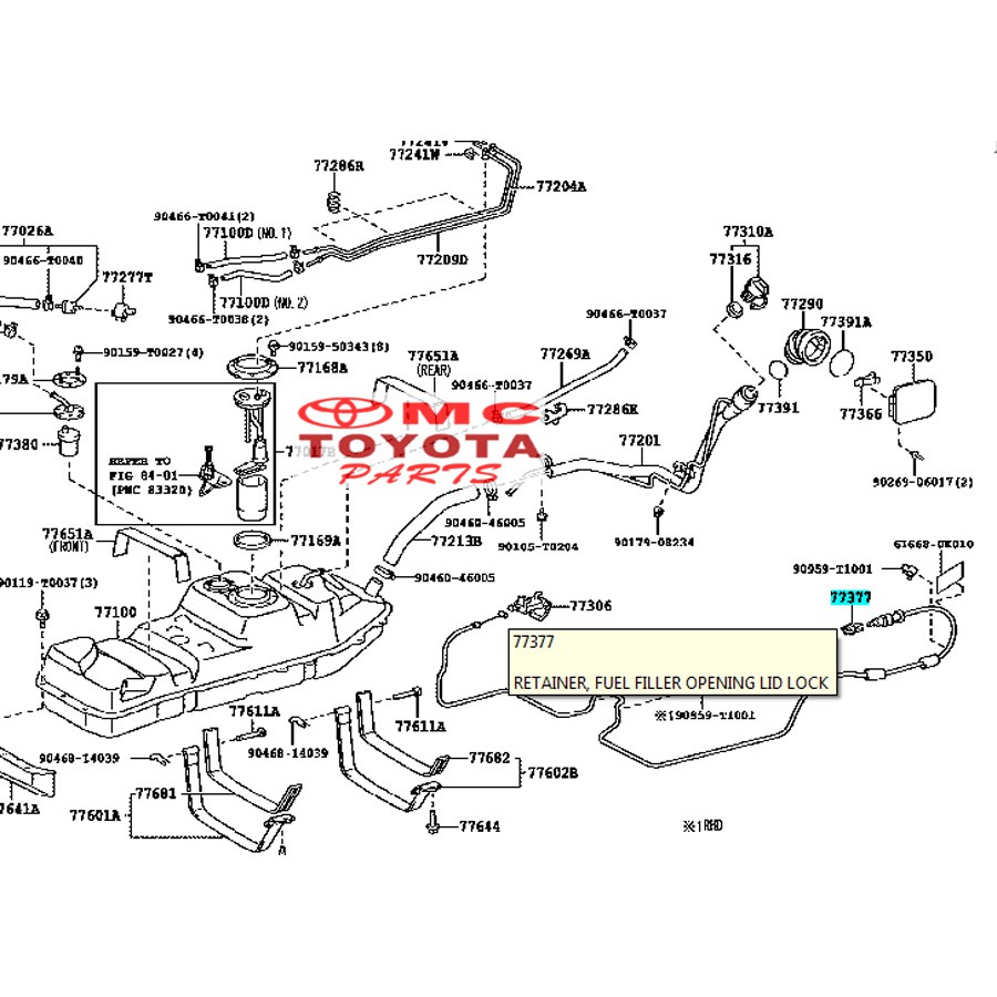 Retainer Fuel Filler Opening Lid Lock Innova Fortuner 77377-0K010