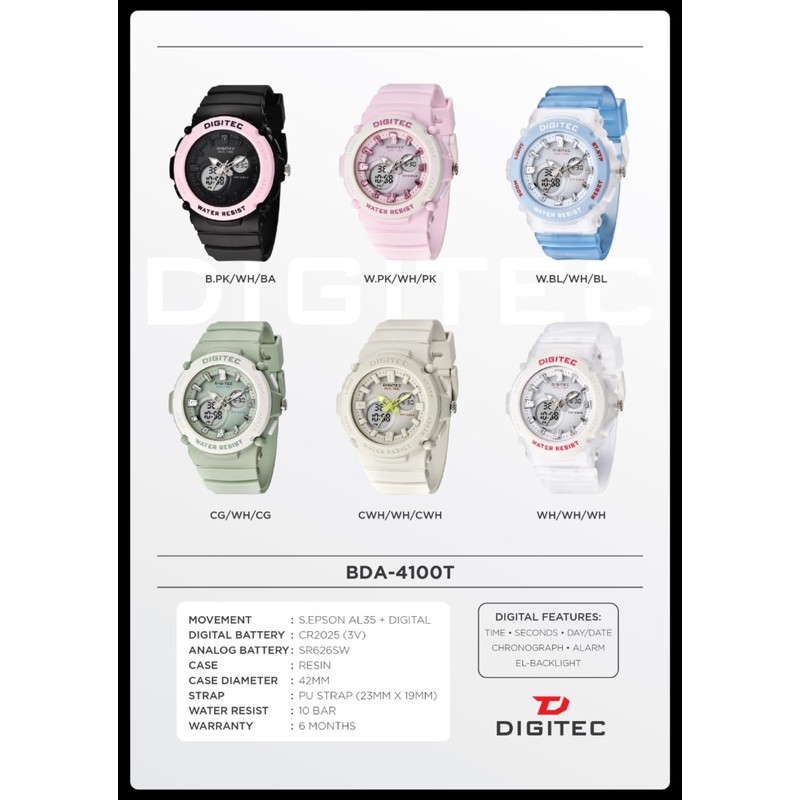 Digitec 4100 Original  Water resistant  Doubletime Diameter 3,5cm Include box+garansi