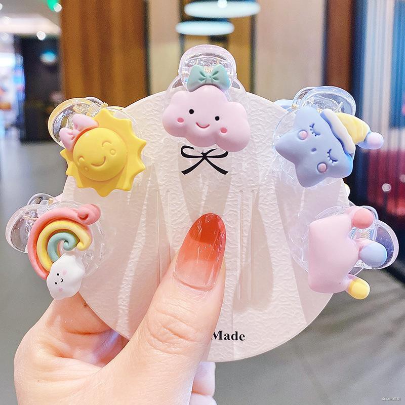 Lucu Anak-anak Korea Kartun Menangkap Jepit Rambut Mini Rainbow Cloud Girl Hiasan Kepala