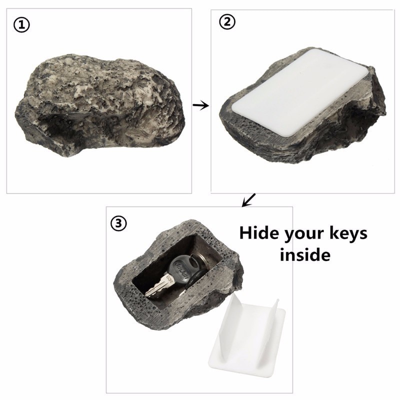 Kotak Penyimpanan Kunci Rahasia Bentuk Batu Hidden Key Box - B052195 - Gray