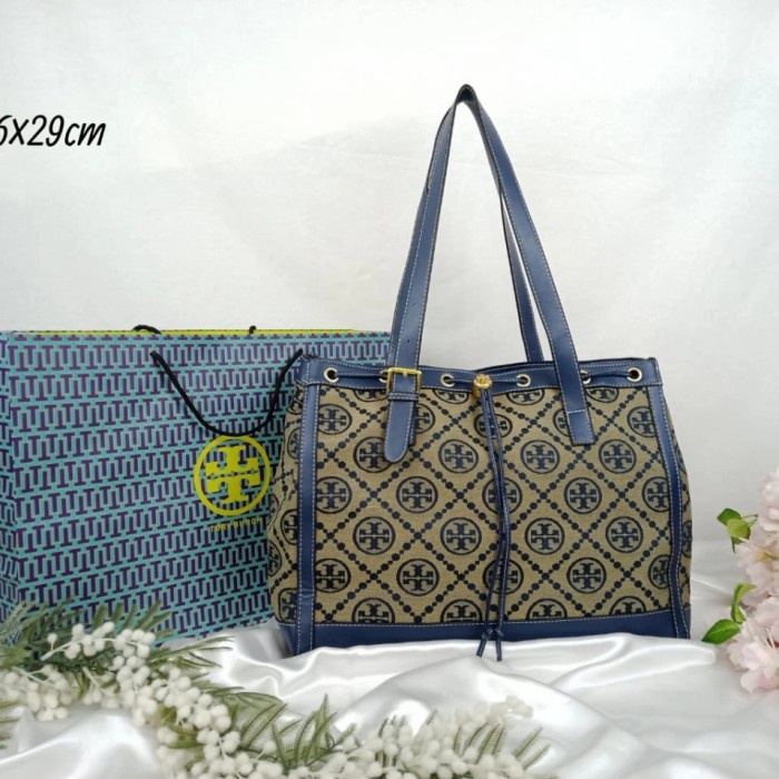 Tas Wanita Tote Bag Serut Tory Burch Canvas Import