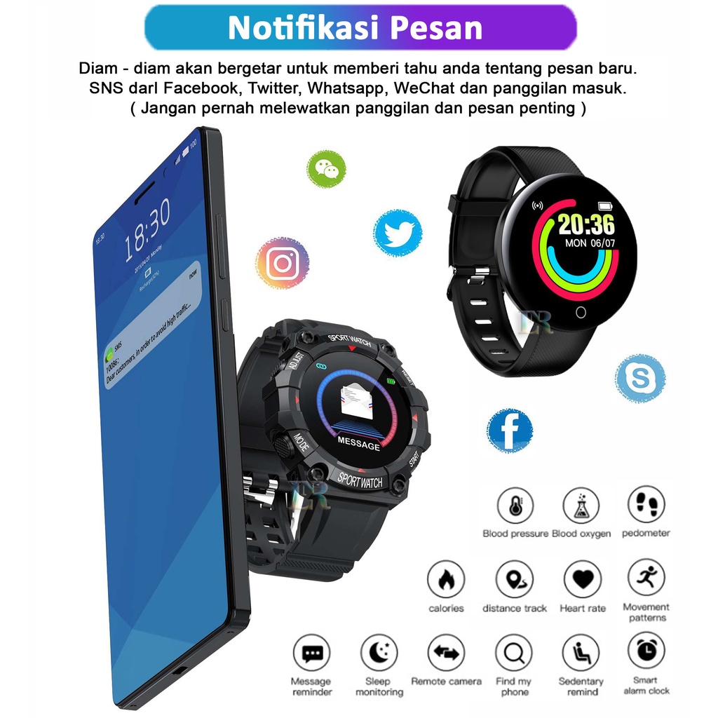 Smartwatch Layar 1.3inci Bluetooth Apk Version Sport Edition IP67 Anti Air dan Anti Debu Smartband Jam Tangan Pintar Deteksi Detak Jantung Untuk Olahraga Berlari Bersepeda Mendaki Support Android dan Iphone