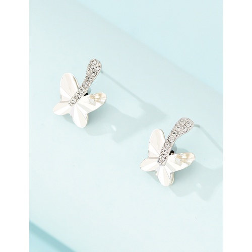 LRC ANting Tusuk Fashion White Geometric Butterfly Glass Diamond V52183