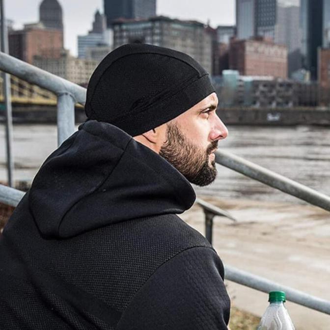 Premium Penutup Kepala - Helm Motor - Topi Kupluk Pria - Cover Helm K1 - Hitam