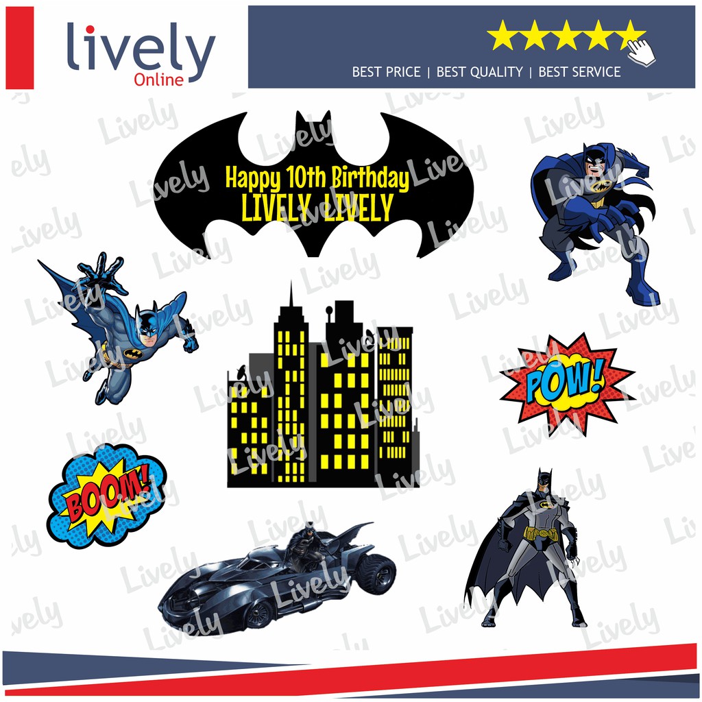 CUSTOM NAMA HIASAN KUE ULANG TAHUN BATMAN 01 CAKE TOPPER KARAKTER  HAPPY BIRTHDAY