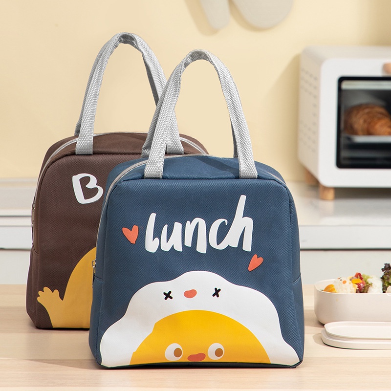 Lunch Bag Kantong Tas Bekal Kotak Makan Cooler Bag Simpel Tahan Air &amp; Minyak Aluminium Foil Tas