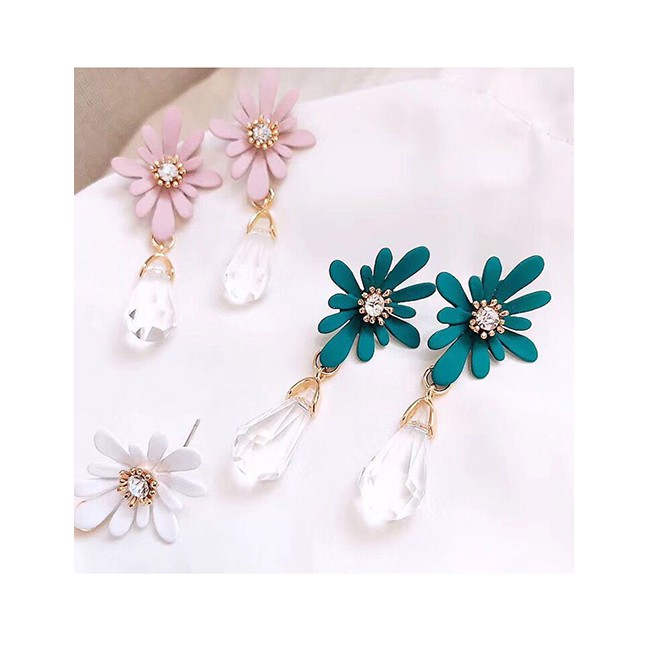 LRC Anting Tusuk Fashion 925 Silver Needle Daisy Drop Earrings A58441