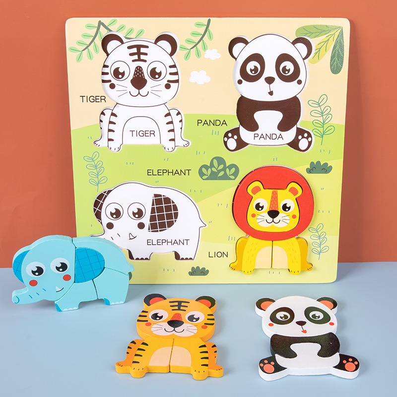 [ Giggel ] Mainan Edukasi Anak Animal / Puzzle Timbul 3D 4 Hewan / Mainan 3d Puzzle