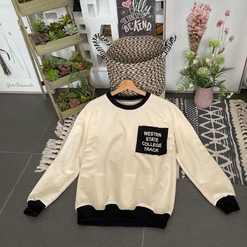 Nayla Fashion Grosir - WESTERN STAGE COLLEGE Sweater Couple terbaru/sweater turtleneck keren pria wanita - bahan fleece soft