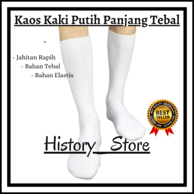 Kaos Kaus Kaki Panjang Putih Polos Tebal / Kaos Kaki Panjang Pria Wanita / Kaos Kaki Olahraga Panjan