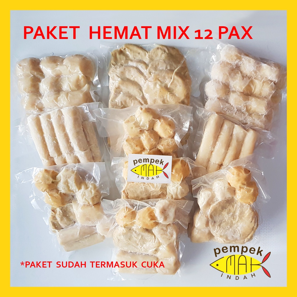 PEMPEK EMAK INDAH - PEMPEK MPENAK PALEMBANG ASLI IKAN TENGGIRI - Paket Hemat 12 Pax WAJIB PILIH VARIAN