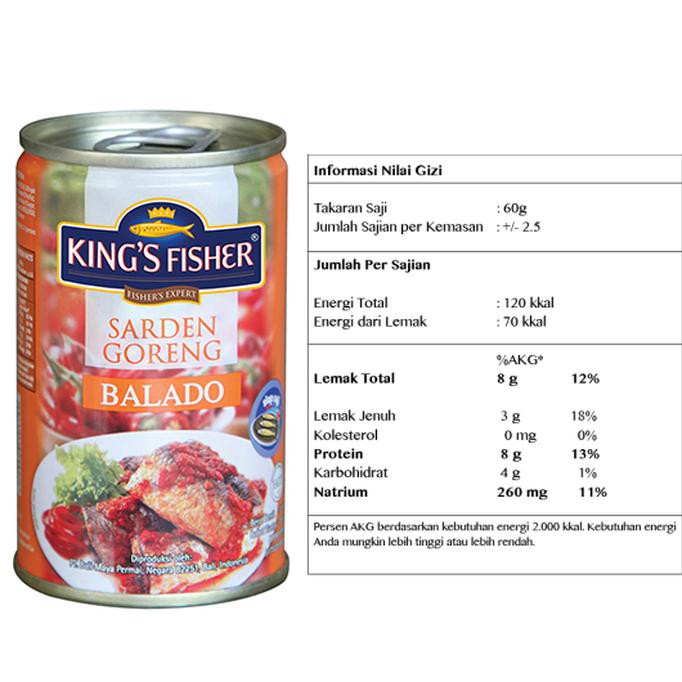 

As4711 Paket 3 Pcs King'S Fisher Sarden Kaleng Goreng Mini Saus Balado 155Gr Sa1Z