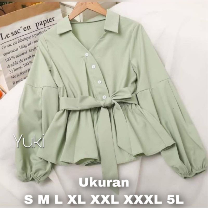 Yuki Blouse Big Size Ukuran Size S M L XL 2XL 3XL 4XL XXL XXXL  XXXXL 2L 3L 4L 5L  Atasan Blouse Wanita Jumbo Atasan Big Size Kemeja Kerja Korea Over Size