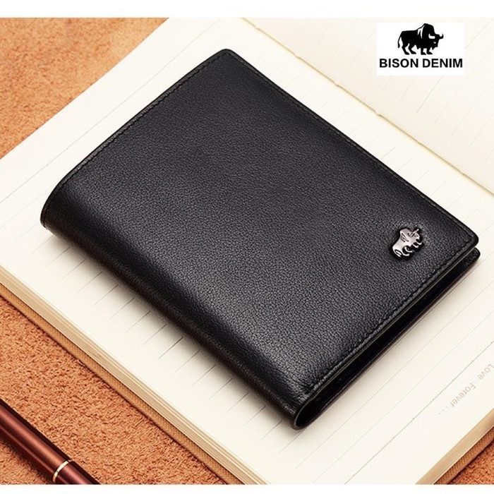 DOMPET Bison Denim- Vertical Kulit Sapi Asli (BISON -N4474 2B) import Murah waterproof PROMO dompet