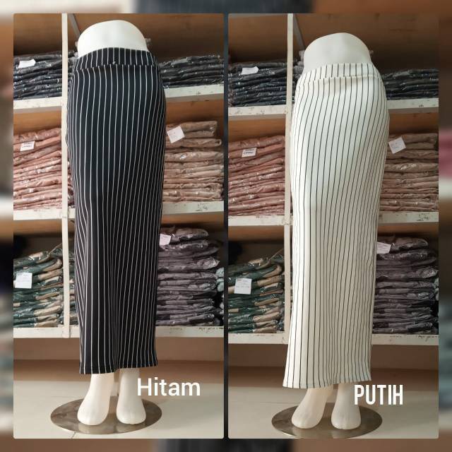 Rok span motif salur bahan scuba