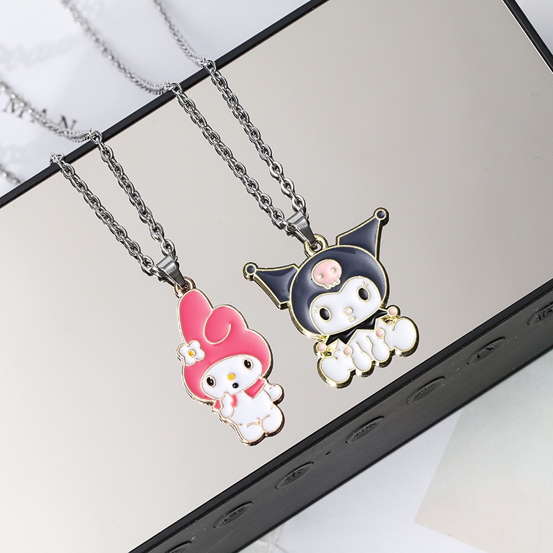 Kalung Liontin Kartun Kuromi Melody Bahan Titanium Steel Untuk Wanita