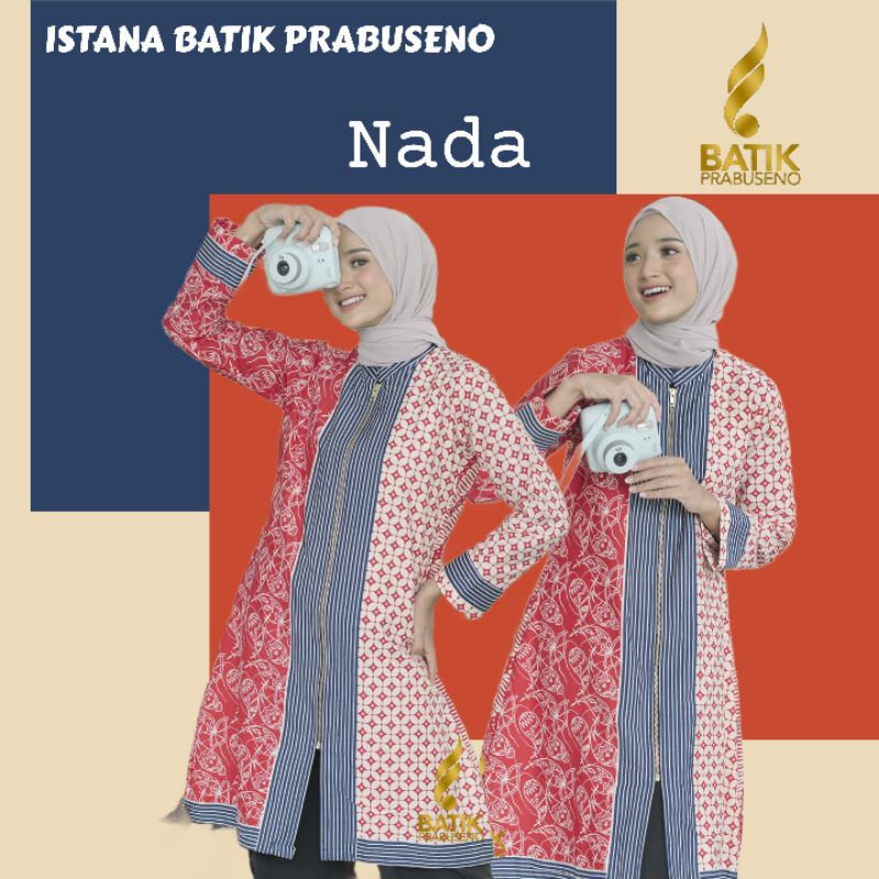 Tunik Nada Batik Prabuseno Baju Atasan Batik Wanita Kerja Kantor Kekinian Busui Seragam Dinas Formal
