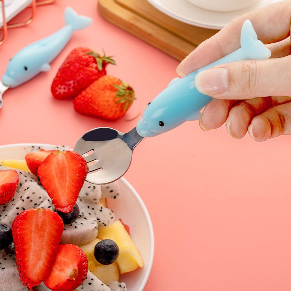 Preva Set Peralatan Makan Bayi Dolphin Stainless Steel Dengan Kotak Makan Makanan Sendok Garpu