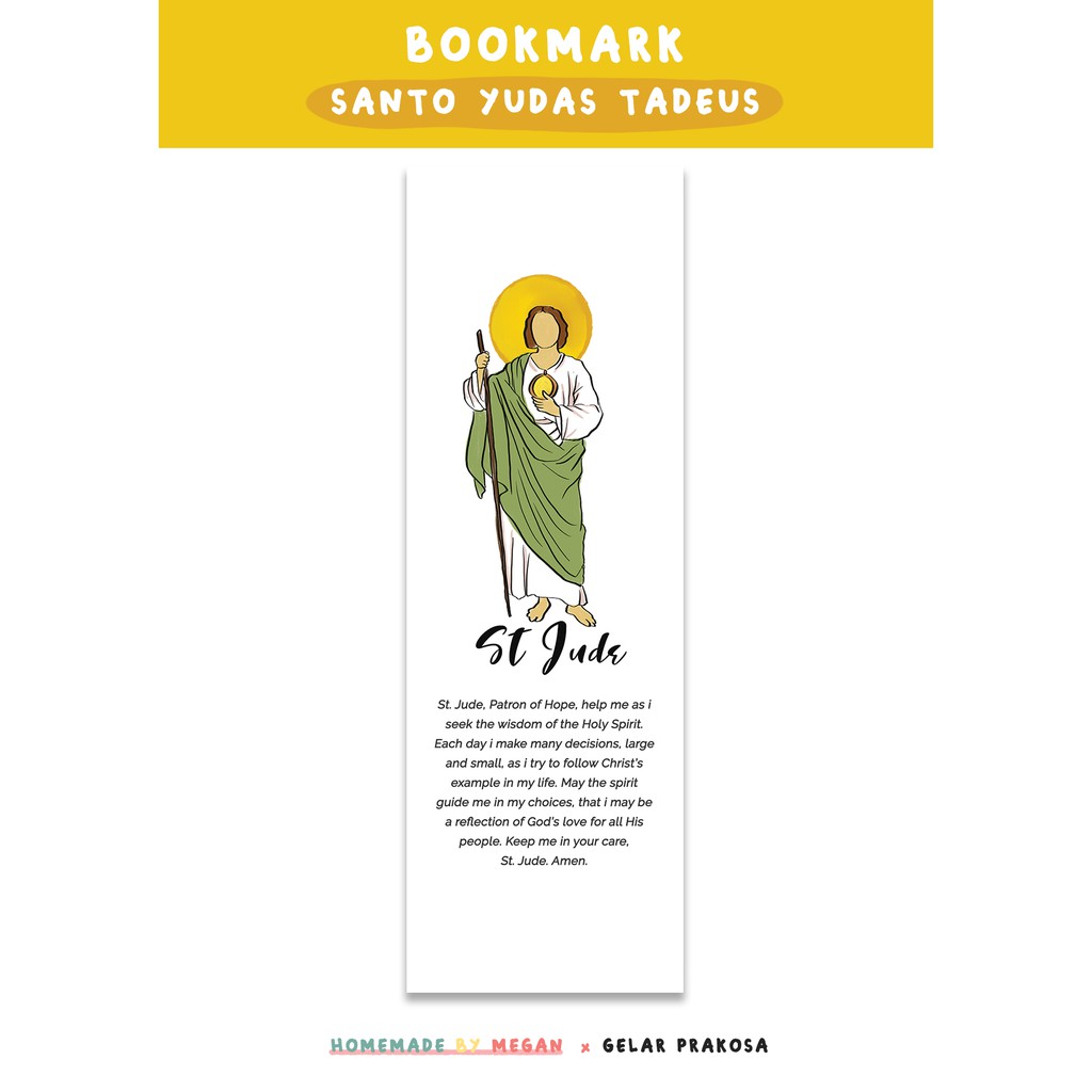Bookmark Santo Yudas Tadeus | Pembatas Alkitab | Pembatas Buku | Kristen | Katolik
