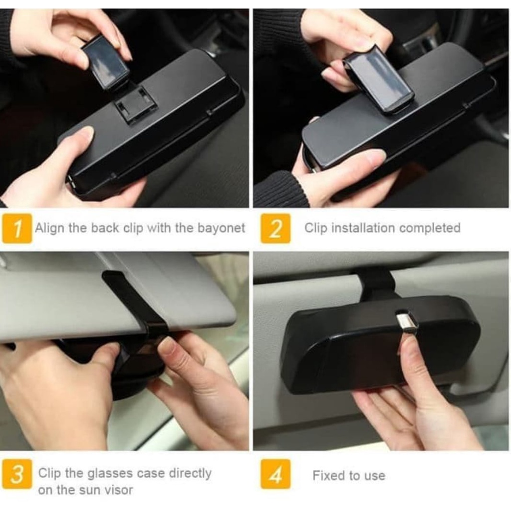 Kotak Kacamata Mobil Sun Visor Sunglasses Organizer Tempat Kartu Koin