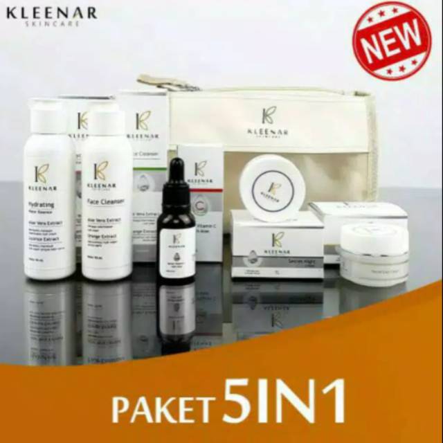 Paket Hemat 5in1 Kleenar Skincare. Perawatan Wajah Anti Aging & Glowing