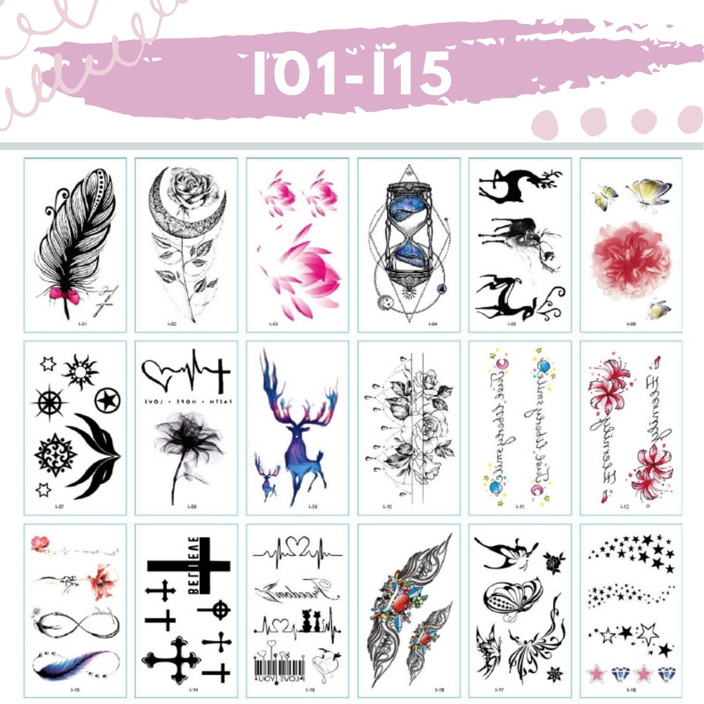 Stiker Tattoo kode I01-I15 | Tato Temporer | Waterproof