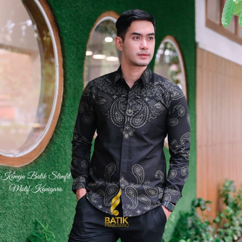 Prabuseno Hem Kemeja Batik Solo Lengan Panjang Formal Slim Fit Kondangan Dan Kantoran Size S M L XL 