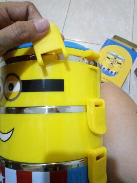 Lunch Box Minion Stainless 3 Susun /kotak Makan / Rantang Minion