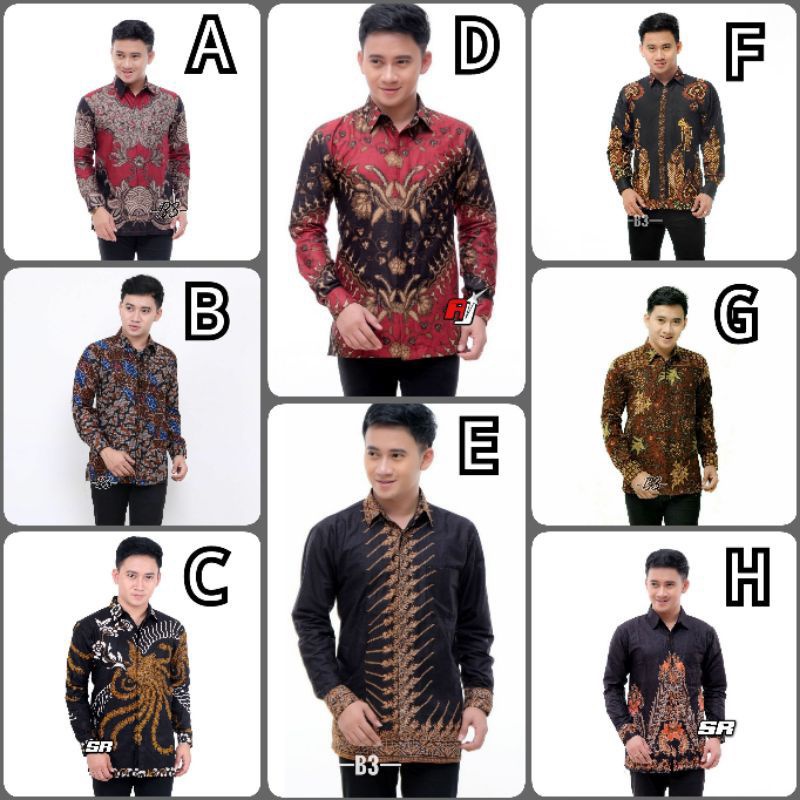 Batik pria / BajuBatikpria / Kemejabatiklenganpanjang size m l xl Atasan batik seragam terlaris