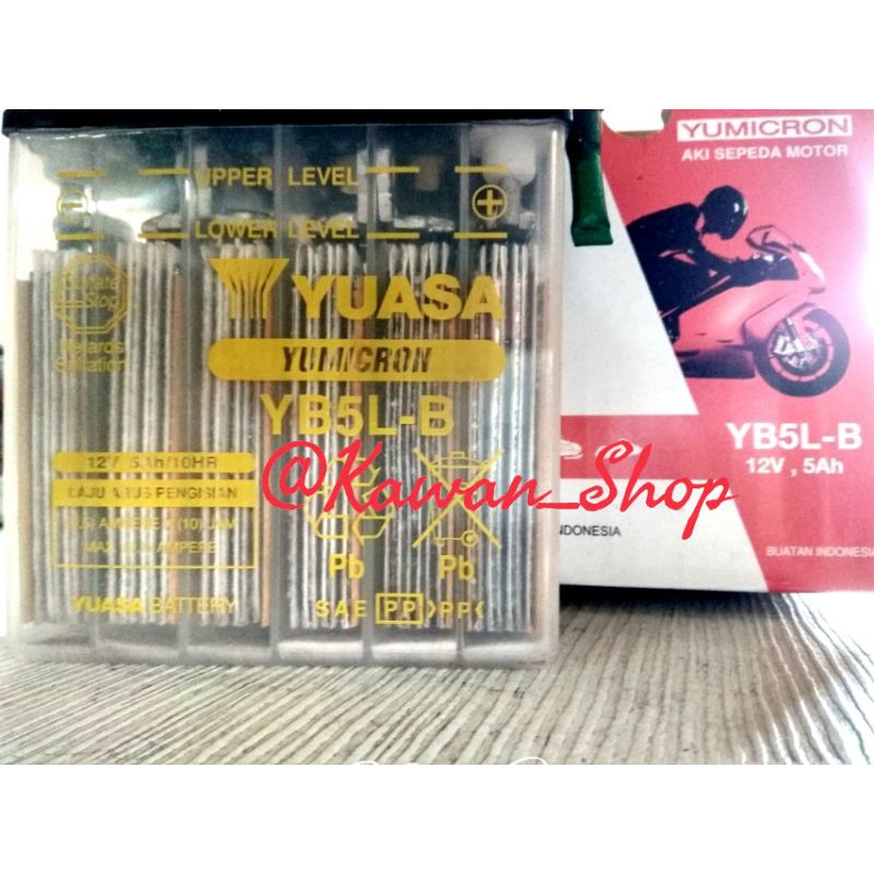 Aki / ACCU YUASA YB5LB (Basah) Motor Supra fit new, Shogun, Vega, Mio