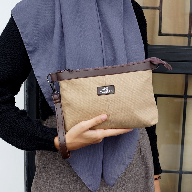 Luna Aura Tas Clutch Wanita Kanvas Cecilla Cv 09 Tas Tangan Wanita Banyak Ruang Tas Kanvas Elegan