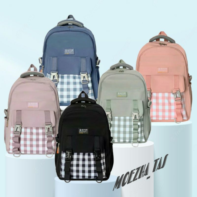 MOEZHA_ Tas Ransel Sekolah Anak Perempuan Cewek Wanita TK SD SMP SMA Fashion Korea Karakter Lucu Import