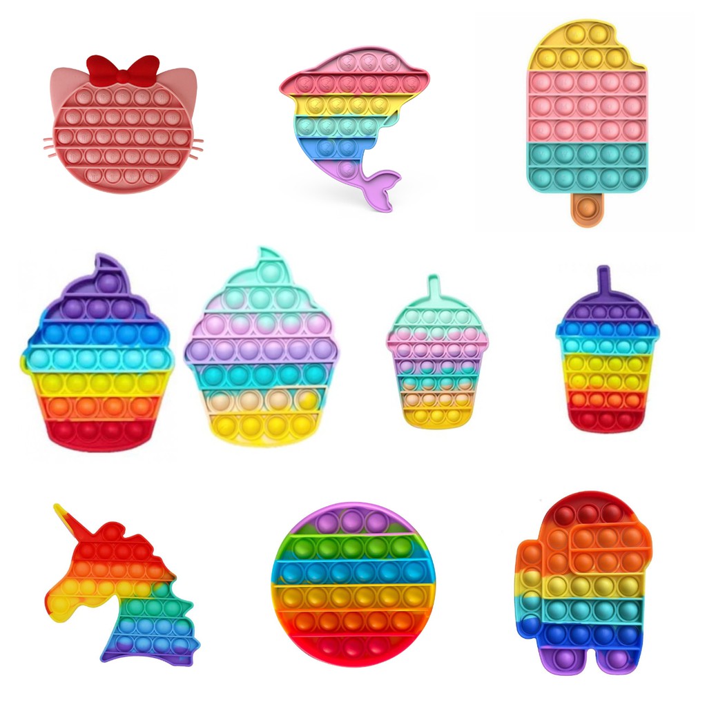 Fidget Toys Push POP IT / POPIT Mainan Anak Penghilang Stress Relieve Pop it Rainbow-1