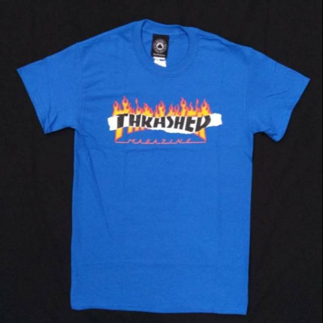 Thrasher ripped tee royal blue ss19 100%original