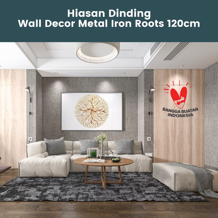 Leolle Hiasan Dinding Metal Emas | Wall Arts Decor diameter 120cm