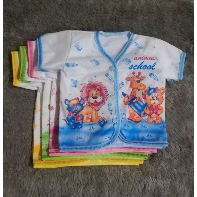 6Pcs Baju Bayi Lengan Pendek KATUN Kancing Depan