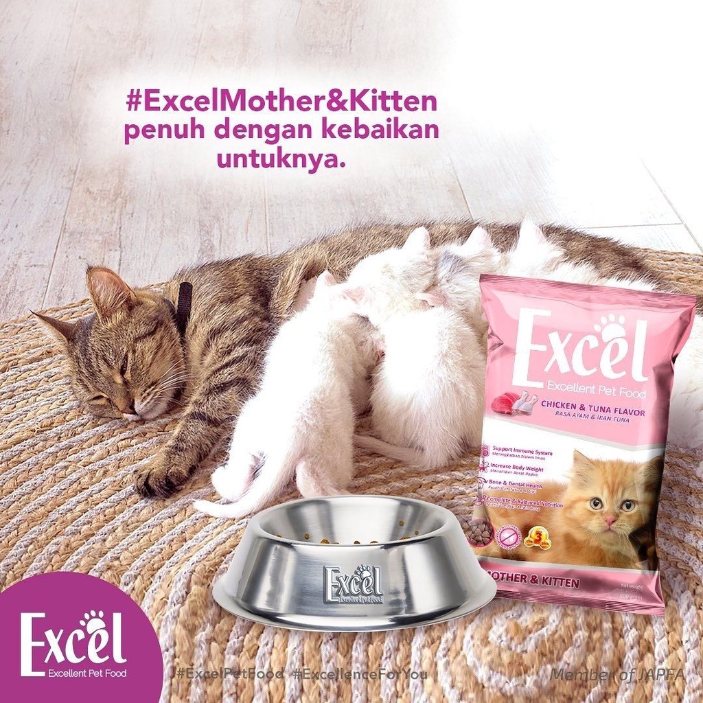 Excel Ikan Tuna dan Mother Kitten Makanan Kucing Murah FEFARM