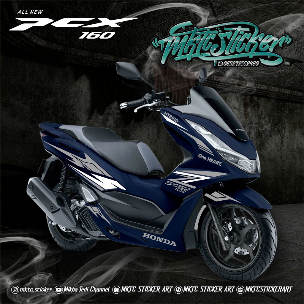 STRIPING STICKER CUTTING PCX 2021 UNTUK MOTOR WARNA BIRU