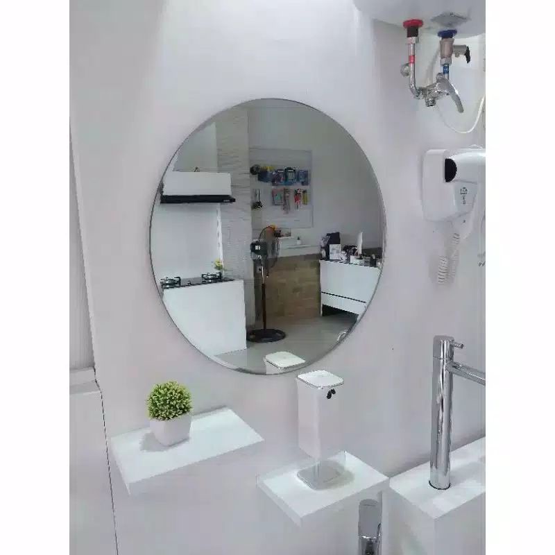 kaca cermin diameter 50/cermin bulat/cermin dinding/cermin minimalis/cermin kamar mandi/cermin polos