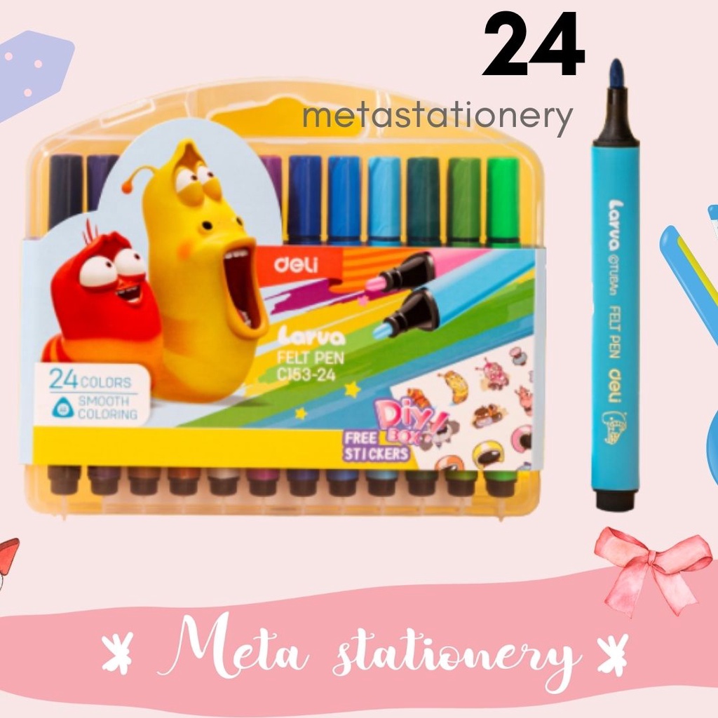 

Larva Felt Pen / Spidol Warna 24 Warna EC153 Deli