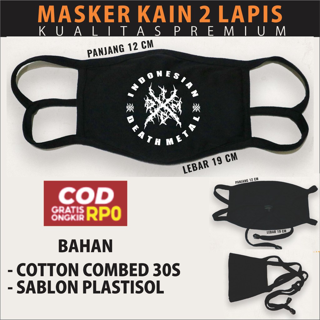 MASKER KAIN 2 LAPIS INDONESIA DEATH METAL, MASKER BAND INDONESIA DEATH METAL