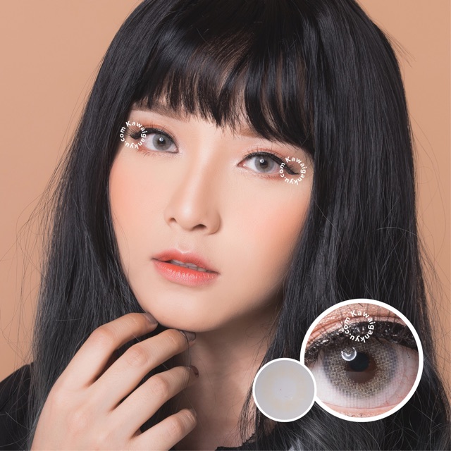 KawaiGankyu Softlens - Kitty kawaii navy gray (1botol)