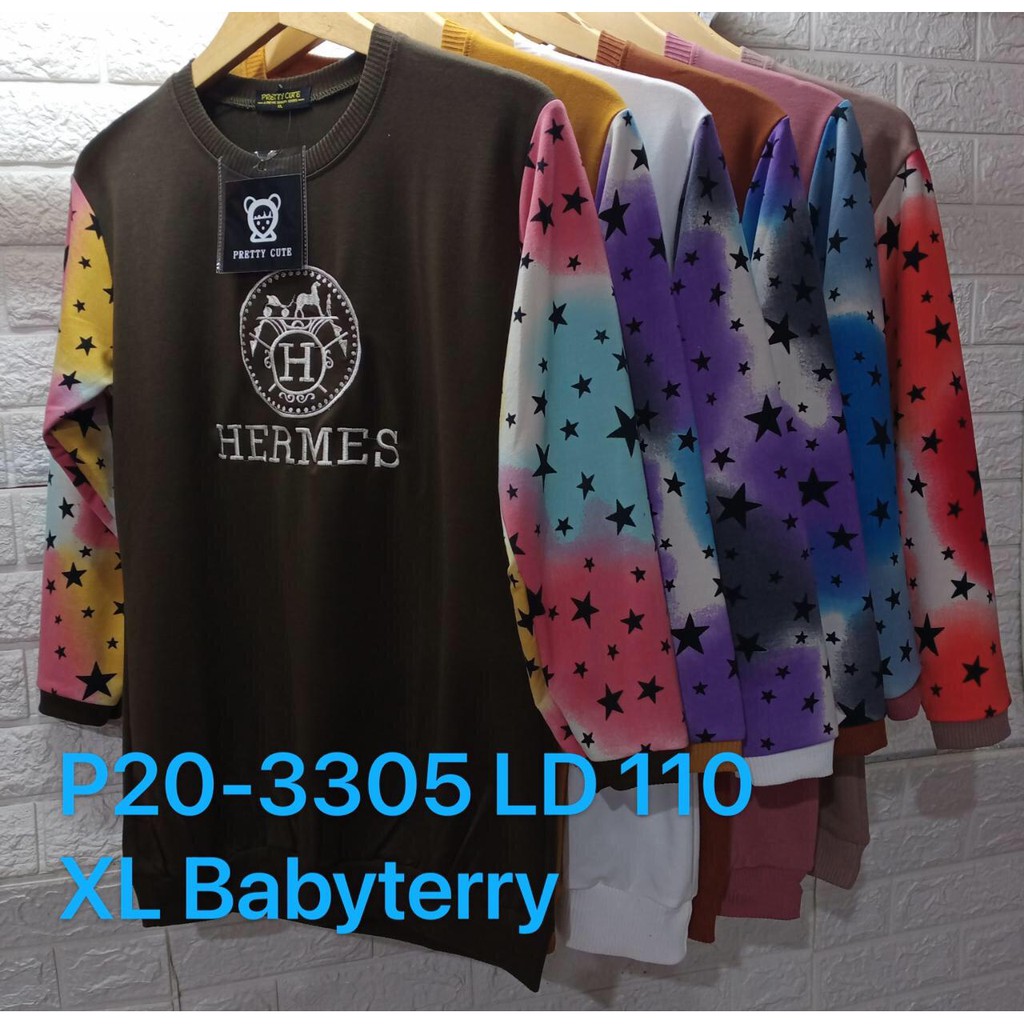 TERMURAH SWEATER PANJANG JUMBO STAR FULL BORDIR COLOUR LD 110-120 CM / SWEATER PANJANG